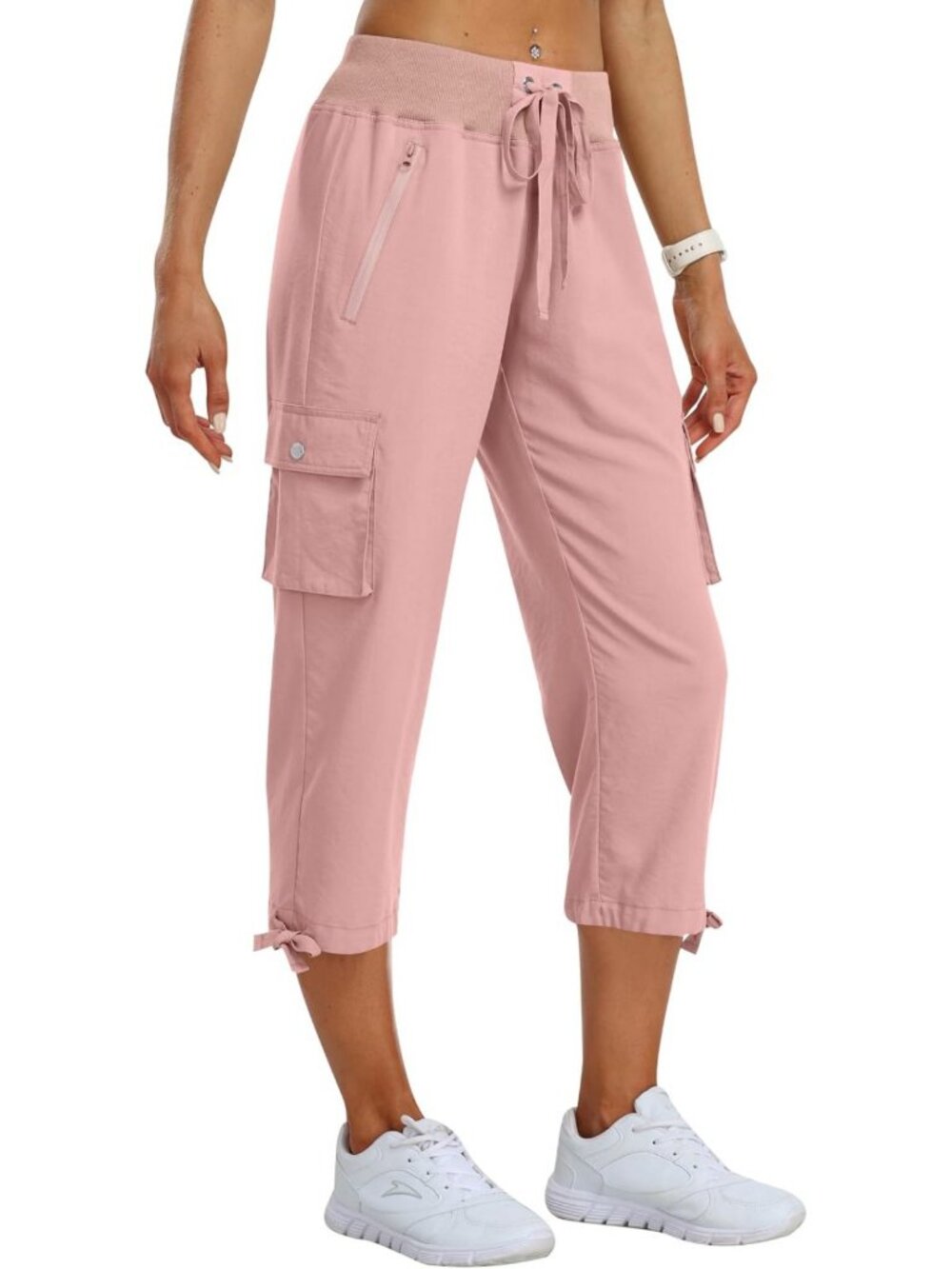 Lightweight Women's Cargo Capris Pants - Loose Fit, Quick Dry, Casual Hiking